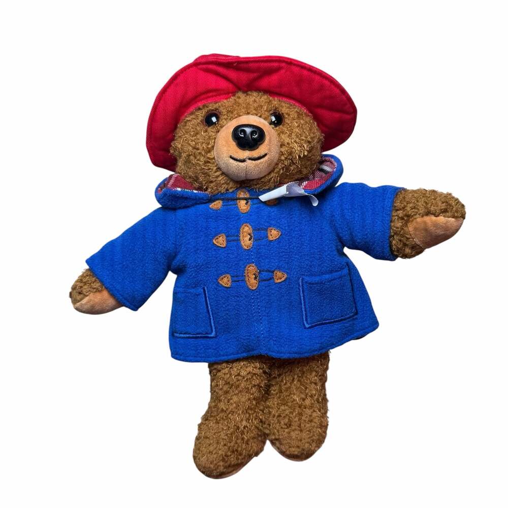 Paddington Bear Plush Stuffed Animal with Red Hat and Blue Duffle Coat